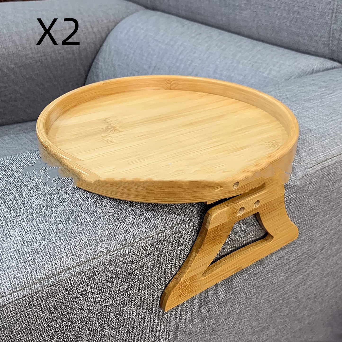 Potable Sofa Tray Table Wood Armrest Clip-On Tray