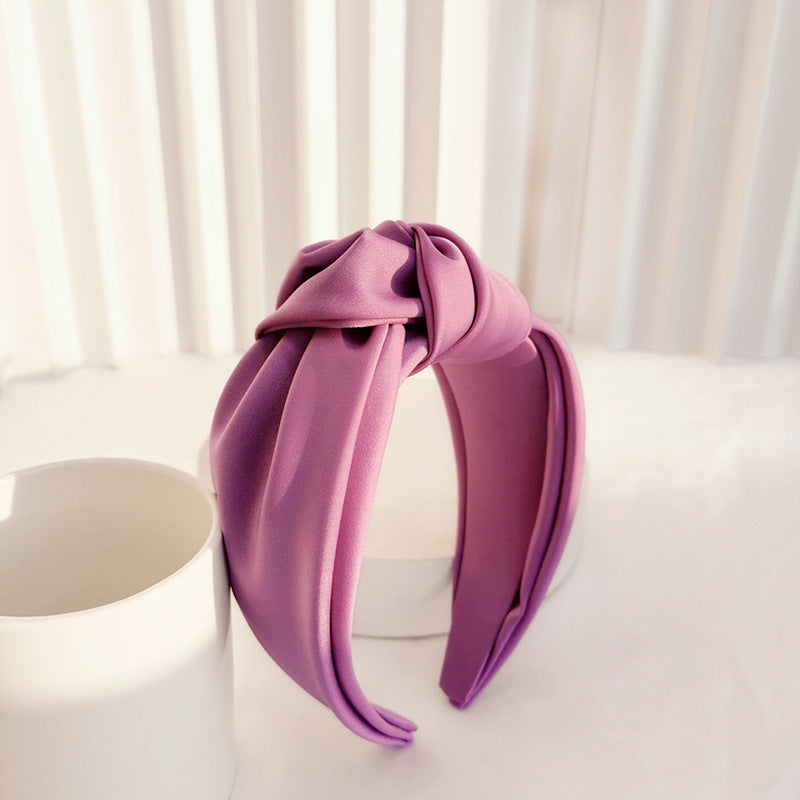 Headband Ins Textured Satin Headgear Hairpin Wide Side Middle Knot