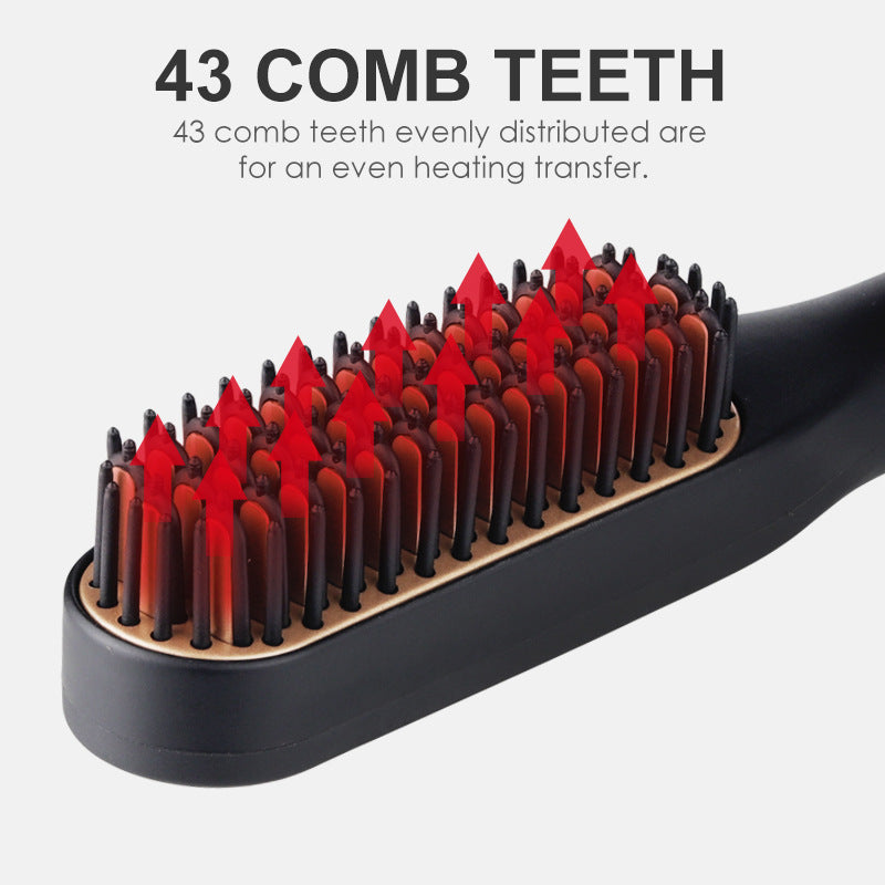 Mini Hair Straightener Brush Hot Comb Iron Ceramic
