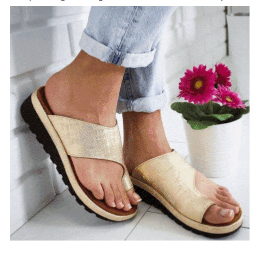 Women Slippers Flat Sole Casual Soft Big Toe Foot Sandal