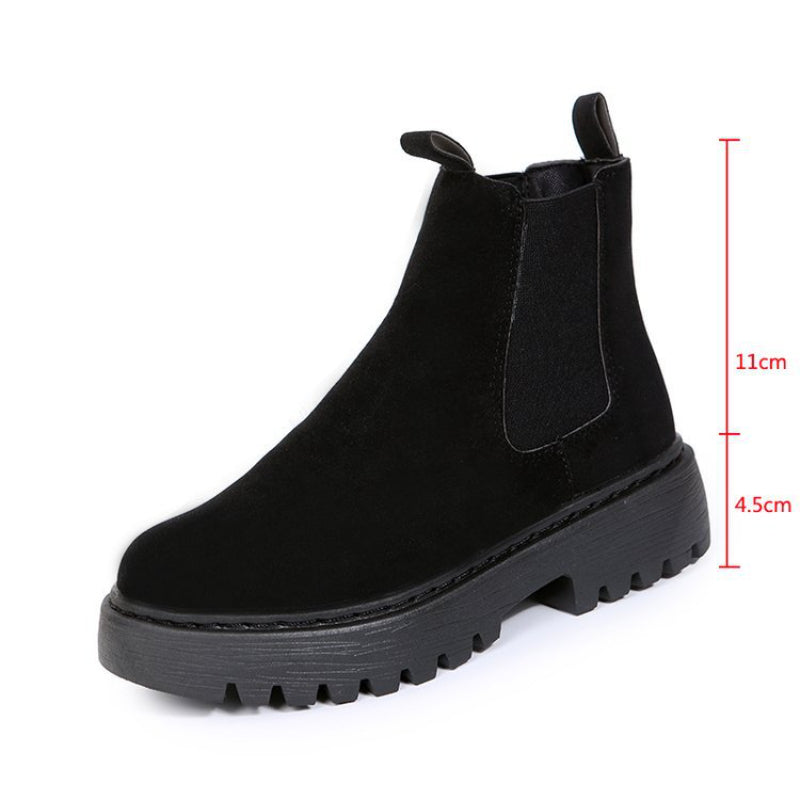 Women Ankle Boots Solid Color Chunky Boots Autumn Winter Platform Shoes