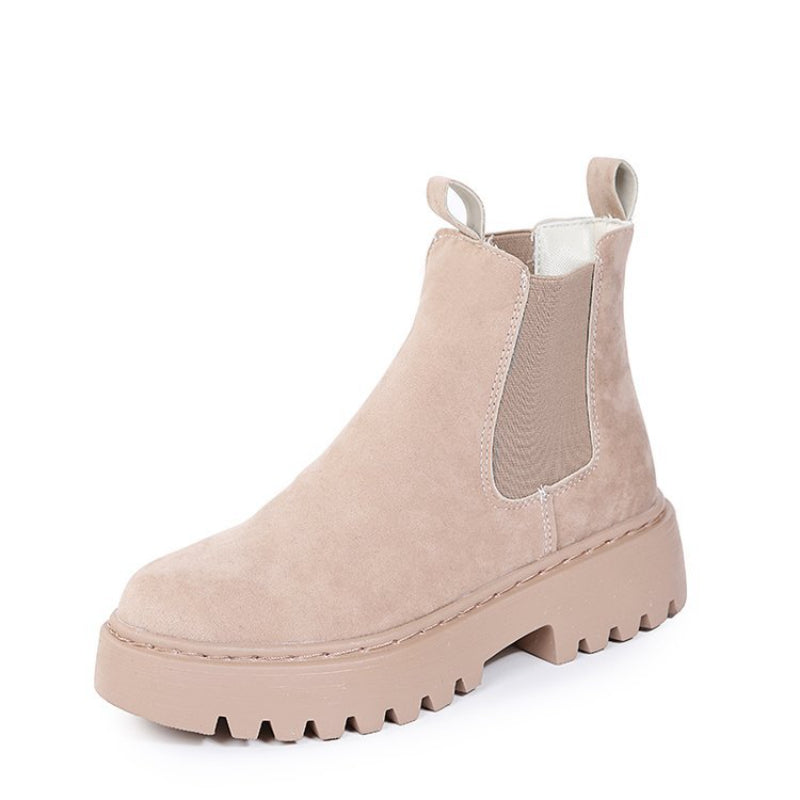 Women Ankle Boots Solid Color Chunky Boots Autumn Winter Platform Shoes