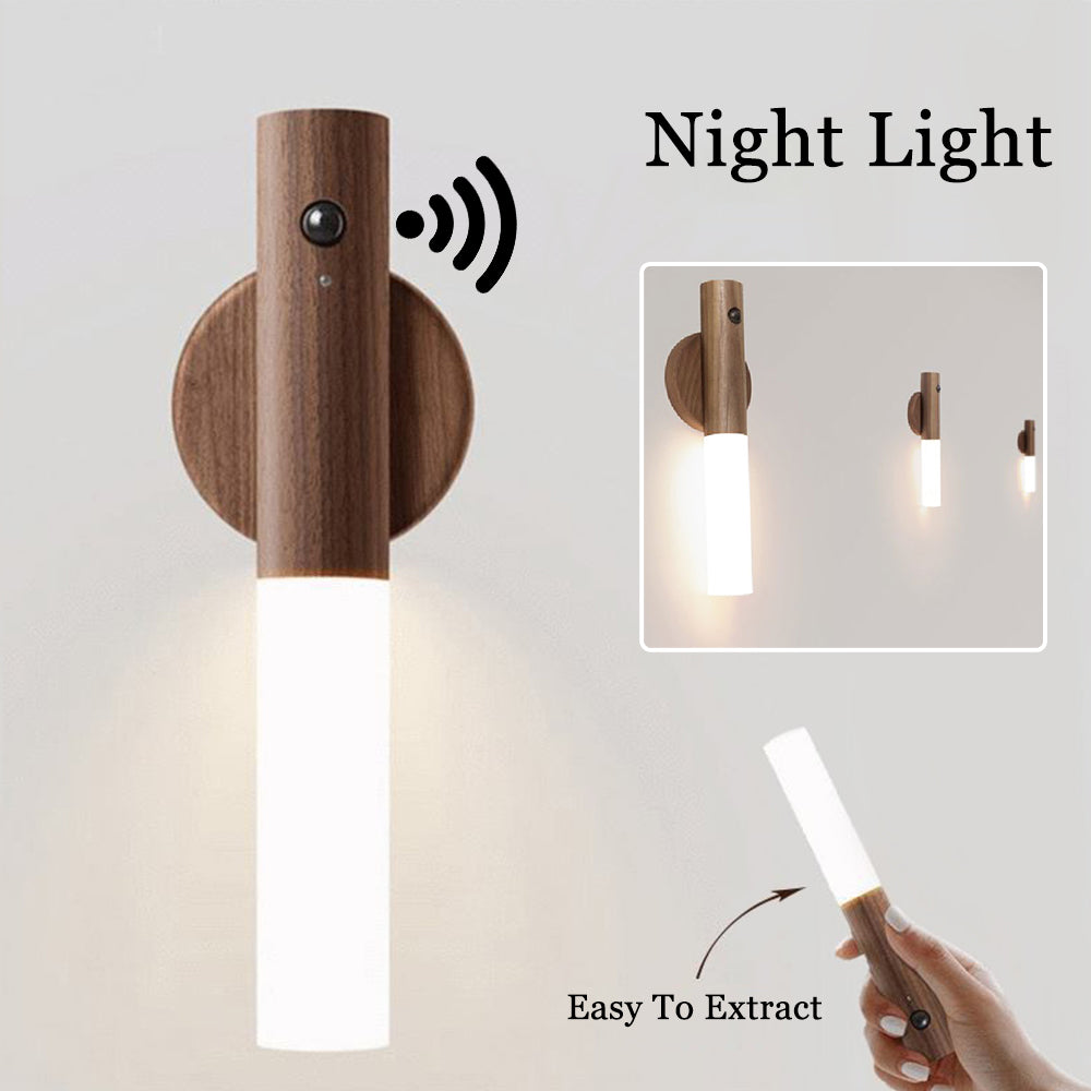 Auto LED USB Magnetic Wood Wireless Night Light