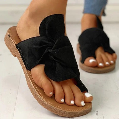 Women's Suede Bow Sandals Plus Size Beach Sandals And Slippers