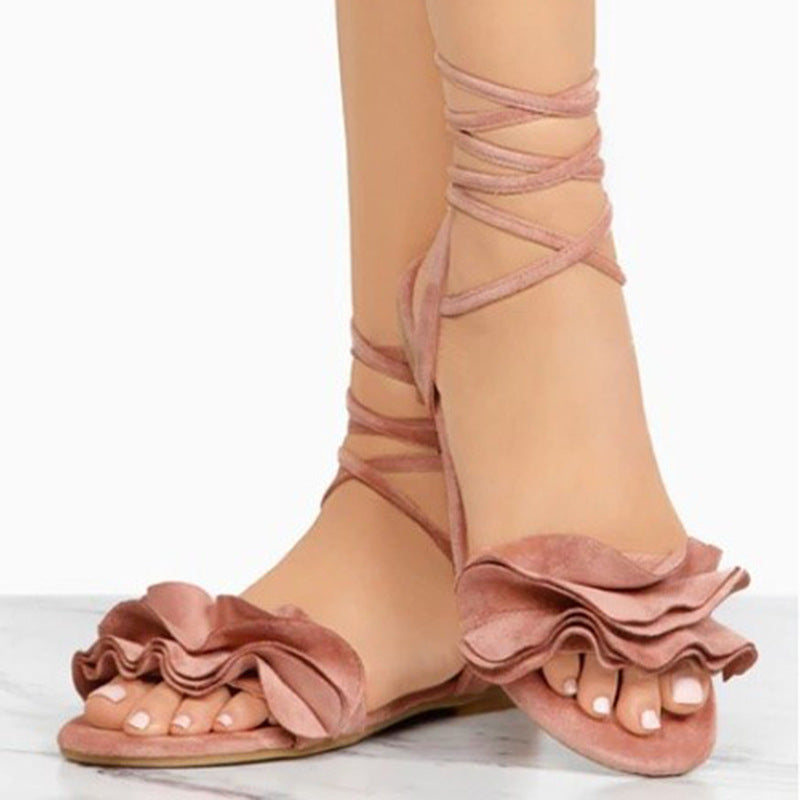 Plus Size Flower Flat Sandals