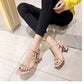 Women's Korean Style Open-toed Thick Heel One-line Buckle Women's Shoes