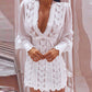 White Elegant Dresses Sexy V Neck Lace Dress